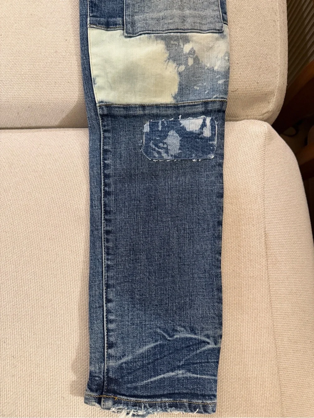 PURPLE BRAND Slim Patchwork Blue Men's Jeans - Distressed Denim